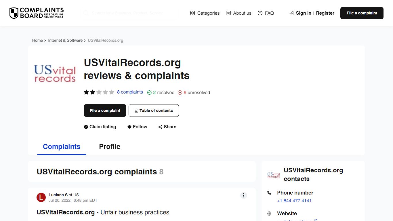 USVitalRecords.org: Reviews, Complaints, Customer Claims